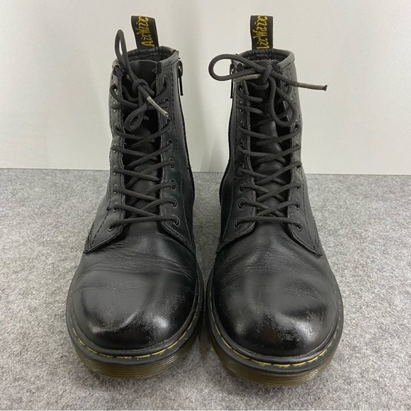 Dr. Martens Delaney Junior Size 5 Lace Up Black Leather Combat Ankle Boot - Picture 3 of 15
